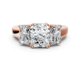 Rose gold Three-Stone Radiant Cut Diamond Ring with Channel Set Band and Four-Prong Setting_13
