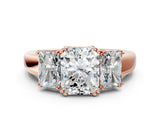 Rose gold Three-Stone Radiant Cut Diamond Ring with Channel Set Band and Four-Prong Setting_25