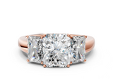 Rose gold Three-Stone Radiant Cut Diamond Ring with Channel-Set Band and Four-Prong Setting_76