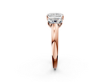 Rose gold Three-Stone Radiant Cut Diamond Ring with Channel-Set Band and Four-Prong Setting_78