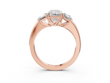 Rose gold Three-Stone Radiant Cut Diamond Ring with Channel-Set Band and Four-Prong Setting_79