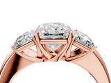 Rose gold Three-Stone Radiant Cut Diamond Ring with Channel-Set Band and Four-Prong Setting_80