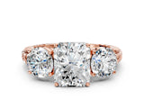 Rose gold Three-Stone Radiant Cut Diamond Ring with Channel-Set Band and Prong Setting_6