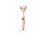 Rose gold Three-Stone Radiant Cut Diamond Ring with Pear  Side Stones in Four-Prong Setting_14