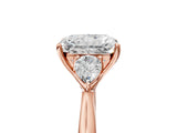 Rose gold Three-Stone Radiant Cut Diamond Ring with Pear  Side Stones in Four-Prong Setting_17