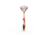 Rose gold Three-Stone Radiant Cut Diamond Ring with Pear Side Stones in Four-Prong Setting_175
