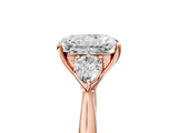 Rose gold Three-Stone Radiant Cut Diamond Ring with Pear Side Stones in Four-Prong Setting_178