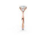 Rose gold Three-Stone Radiant Cut Diamond Ring with Pear  Side Stones in Four-Prong Setting_38