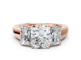 Rose gold Three-Stone Radiant Cut Diamond Ring with Prong Setting and Classic Band_3