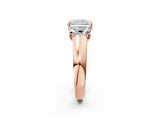 Rose gold Three-Stone Radiant Cut Diamond Ring with Prong Setting and Classic Band_5