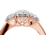 Rose gold Three-Stone Radiant Cut Diamond Ring with Prong Setting and Classic Band_7