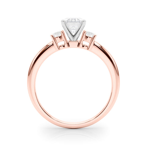 Rose gold Three-Stone Radiant Cut Diamond Solitaire with Prong Setting and Classic Band 1