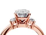 Rose gold Three-Stone Radiant Cut Diamond Solitaire with Prong Setting and Classic Band_66