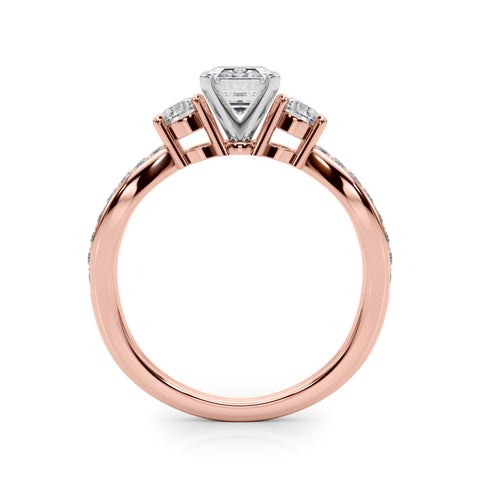 Rose gold Three-Stone Radiant Cut Diamond Twist Band with Prong Setting 1