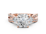 Rose gold Three-Stone Radiant Cut Diamond Twist Band with Prong Setting_51