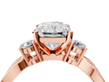 Rose gold Three-Stone Radiant Cut Diamond Twist Band with Prong Setting_55