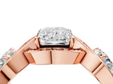 Rose gold Three-Stone Radiant Cut Diamond Wave Pave Band with Prong Setting_19