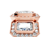 Rose gold Three-Stone Radiant Cut Halo Pavé Diamond Ring_8