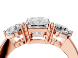 Rose gold Three-Stone Radiant Cut Solitaire Ring with Prong Setting on a Classic Band_115