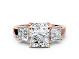 Rose gold Three-Stone Radiant Cut Solitaire Ring with Prong Setting_3