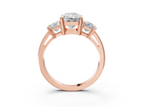 Rose gold Three-Stone Radiant Cut Solitaire Ring with Prong Setting_6