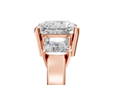 Rose gold Three-Stone Radiant Cut Solitaire Ring with Prong Setting_8