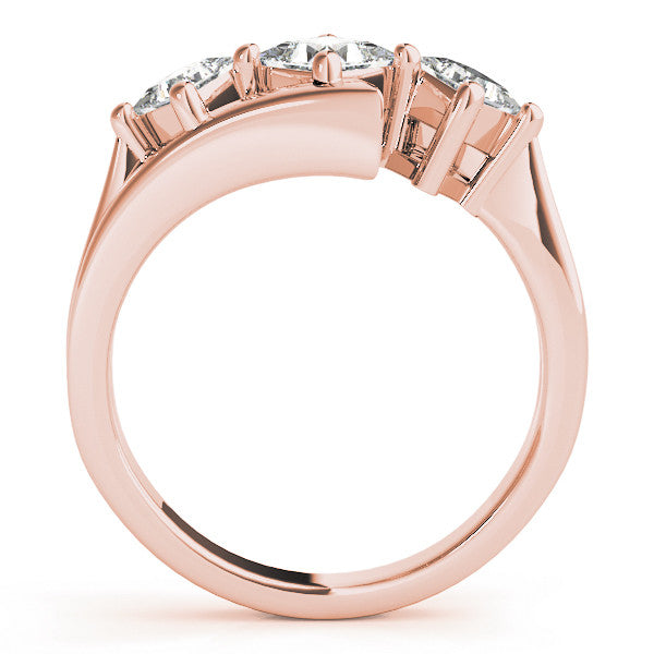 Rose gold Three-Stone Radiant Cut Tension Band Ring with Four-Prong Setting