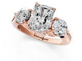 Rose gold Three-Stone Radiant Diamond Channel Set Engagement Ring with Prong Setting_16