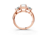 Rose gold Three-Stone Radiant Diamond Channel Set Engagement Ring with Prong Setting_18