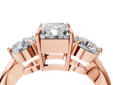 Rose gold Three-Stone Radiant Diamond Channel Set Engagement Ring with Prong Setting_19