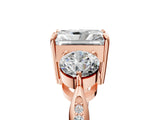 Rose gold Three-Stone Radiant Diamond Channel Set Engagement Ring with Prong Setting_20
