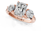 Rose gold Three-Stone Radiant Diamond Channel Set Engagement Ring with Prong Setting_4