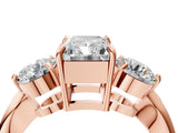 Rose gold Three-Stone Radiant Diamond Channel Set Engagement Ring with Prong Setting_7