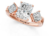 Rose gold Three-Stone Radiant and Princess Cut Diamond Ring with Channel Band and Four-Prong Setting_17