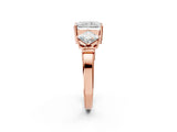 Rose gold Three-Stone Radiant and Princess Cut Diamond Ring with Channel Band and Four-Prong Setting_18
