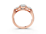 Rose gold Three-Stone Radiant and Princess Cut Diamond Ring with Channel Band and Four-Prong Setting_19