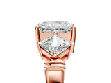 Rose gold Three-Stone Radiant and Princess Cut Diamond Ring with Channel Band and Four-Prong Setting_21