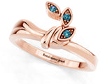 Rose gold Three-Stone Round Blue Topaz Leaf Bypass Ring with Bezel Setting_7