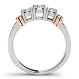 Rose gold Three-Stone Round Brilliant Channel Set Diamond Ring with Bar Prong Setting 2