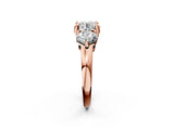 Rose gold Three-Stone Round Brilliant Cut Solitaire Ring with Prong Setting on a Classic Band 2