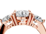 Rose gold Three-Stone Round Brilliant Cut Solitaire Ring with Prong Setting on a Classic Band 4