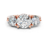 Rose gold Three-Stone Round Brilliant Cut Solitaire Ring with Prong Setting on a Classic Band