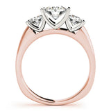 Rose gold Three-Stone Round Brilliant Diamond Ring with Channel Setting and White Gold Band 2