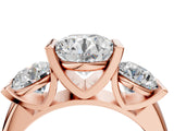 Rose gold Three-Stone Round Brilliant Diamond Ring with Channel Setting and White Gold Band_10