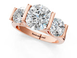 Rose gold Three-Stone Round Brilliant Diamond Ring with Channel Setting and White Gold Band_7