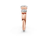 Rose gold Three-Stone Round Brilliant Diamond Ring with Channel Setting and White Gold Band_8