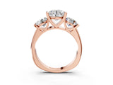 Rose gold Three-Stone Round Brilliant Diamond Ring with Channel Setting and White Gold Band_9