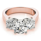 Rose gold Three-Stone Round Brilliant Diamond Trellis Ring with Comfort Fit Band 1