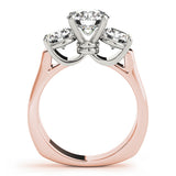 Rose gold Three-Stone Round Brilliant Diamond Trellis Ring with Comfort Fit Band 2