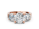 Rose gold Three-Stone Round Brilliant Diamond Trellis Ring with Comfort Fit Band_15